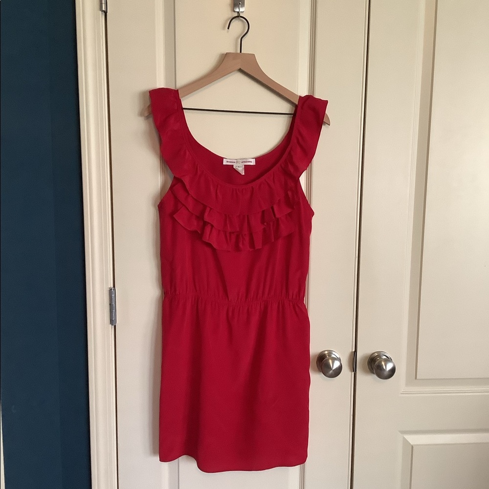 Amanda Uprichard Red Silk Ruffle Embellished Minidress Cocktail Dress Large